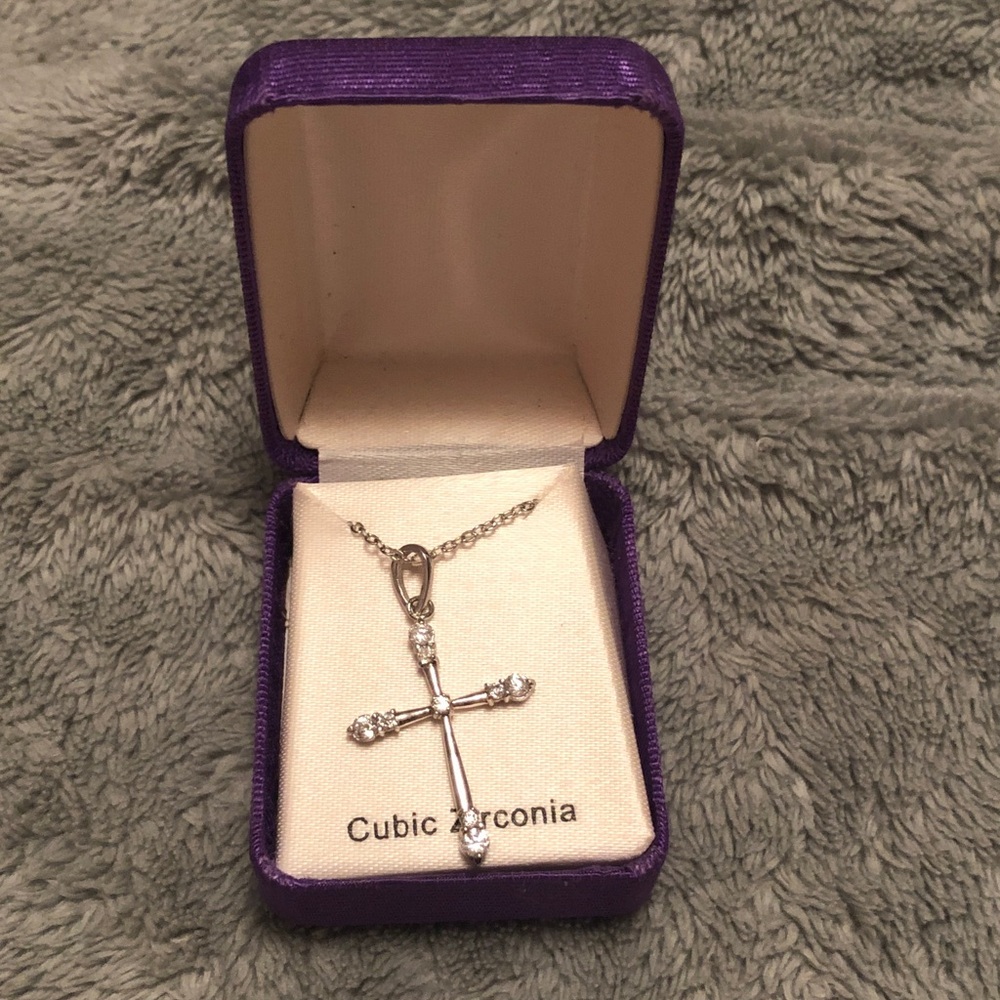 Kohl's Silver Cross Necklace with Cubic Zirconia